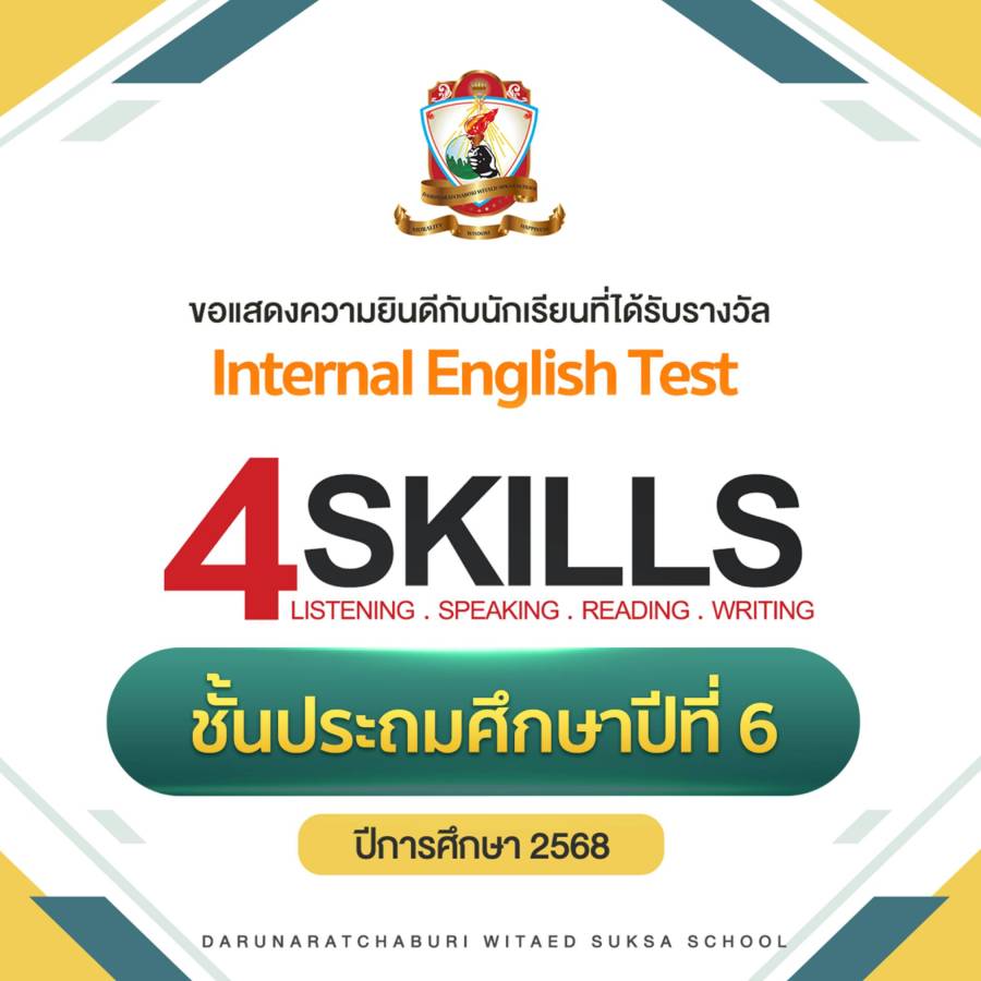 นักเรียนที่ได้ English 4Skills คะแนนเต็ม 100 ระดับประถมศึกษาปีที่ 6 ปีการศึกษา 2568