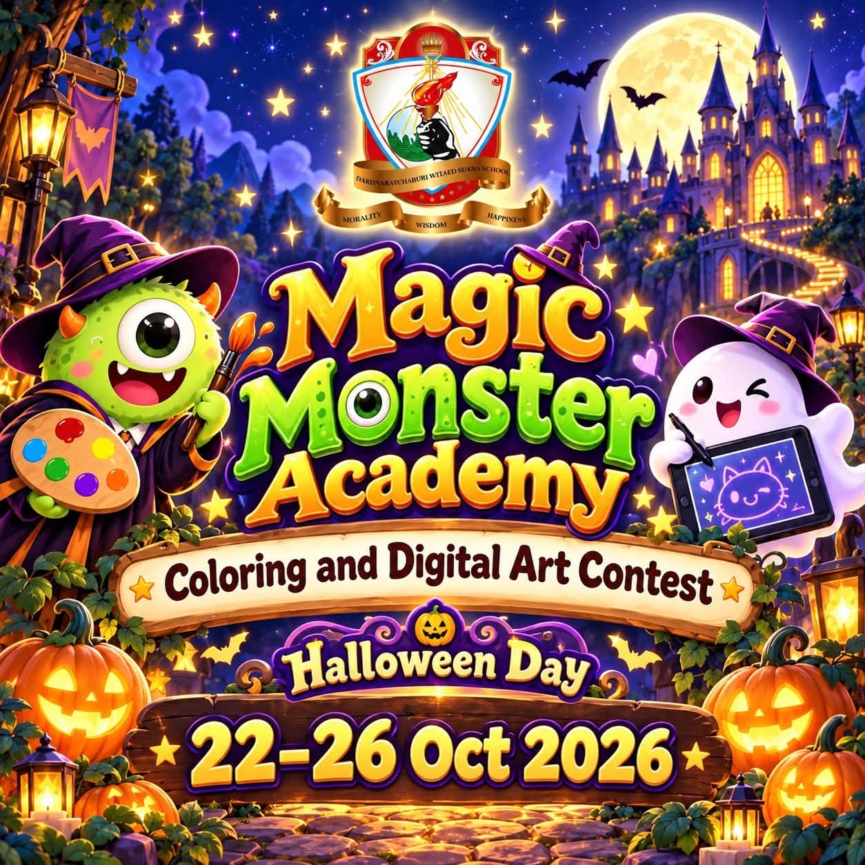 บรรยากาศการประกวดระบายสีวัน Halloween ของพี่ ๆ ป.4 - ม.6