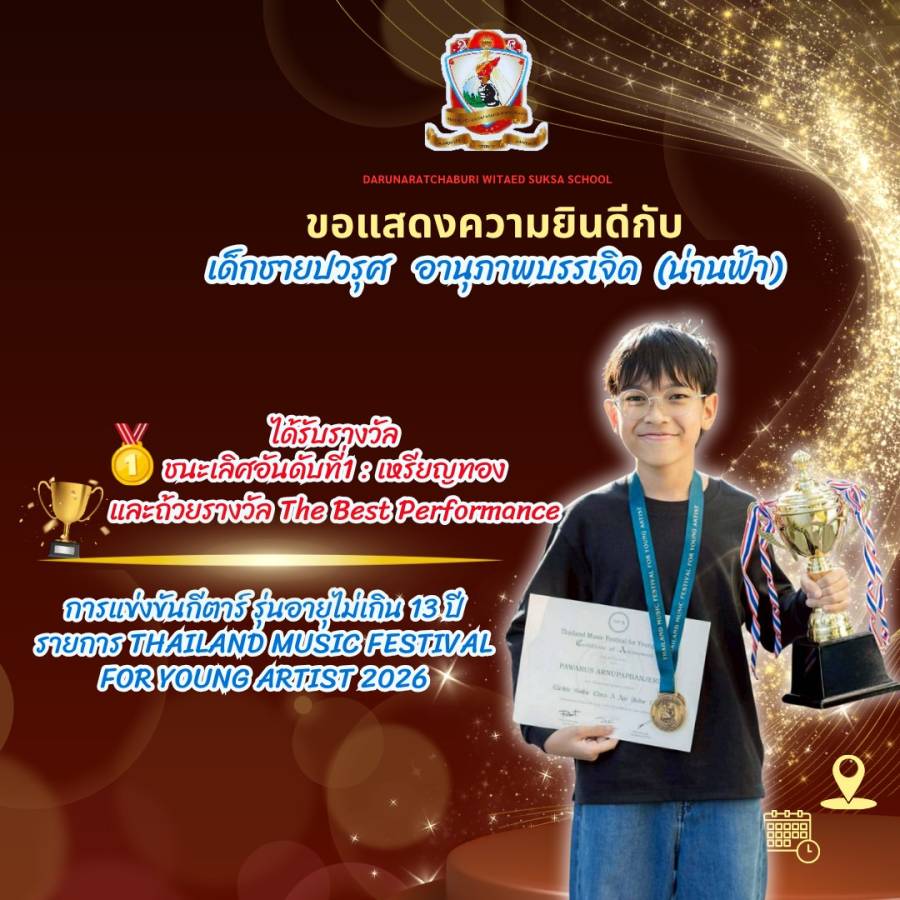 รางวัลชนะเลิศอันดับที่1 : เหรียญทองและถ้วยรางวัล The Best Performance